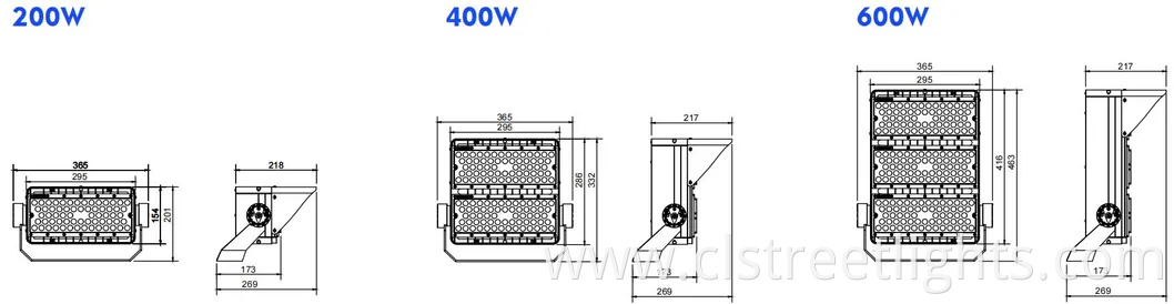 600W 1200W High Power Narrow Beam Angle Floodlight Waterproof IP65 Dimmable Power Adjustable Motion Sensor LED High Mast Light Stadium Light LED Flood Light
